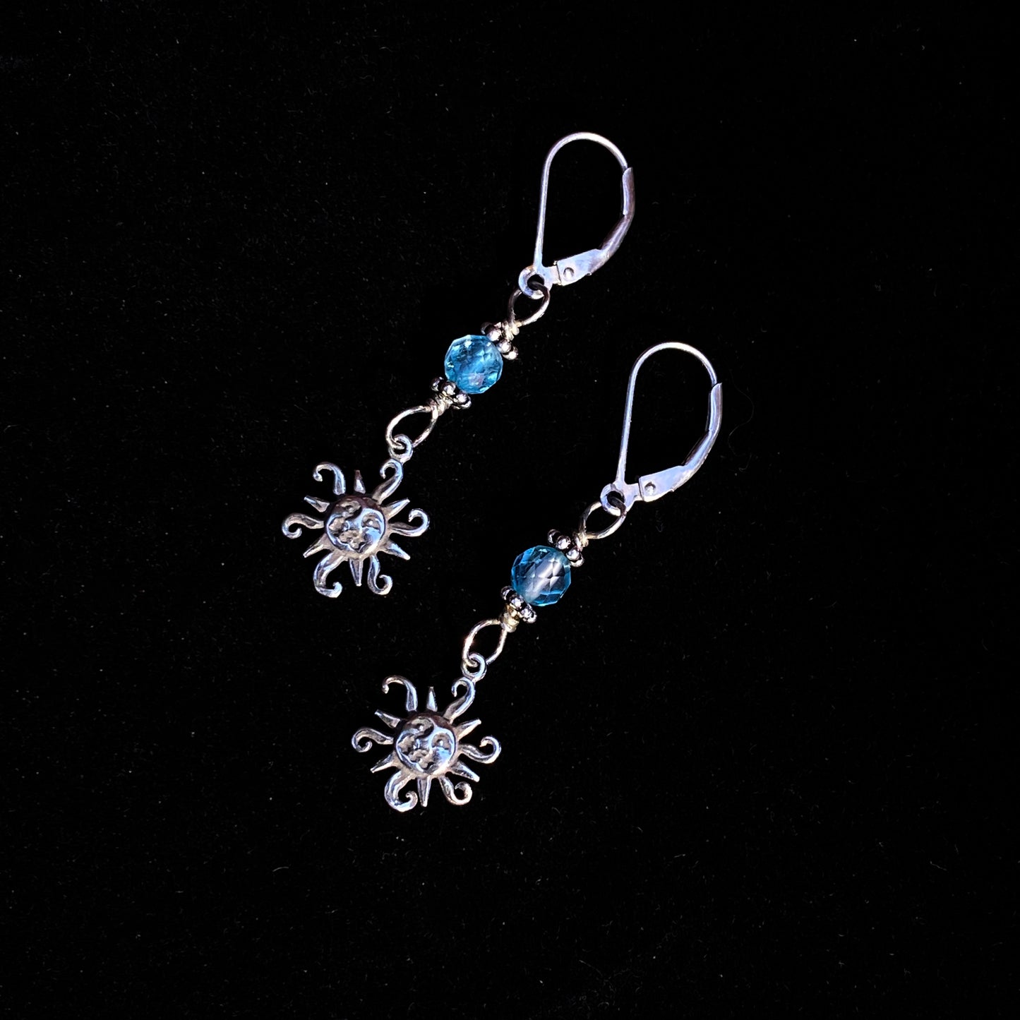 Silver Sun with Blue Topaz earrings