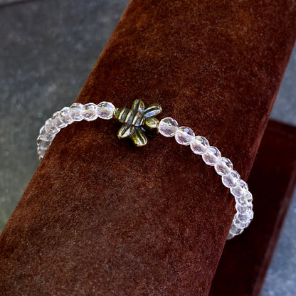 Bumble Bee and Clear Quartz stretch bracelet