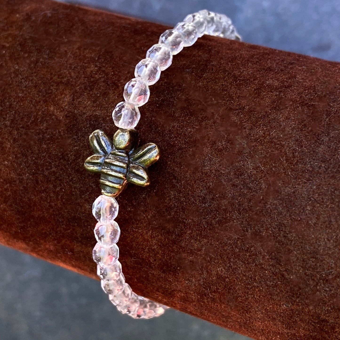 Bumble Bee and Clear Quartz stretch bracelet