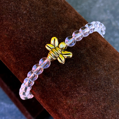 Bumble Bee and Clear Quartz stretch bracelet