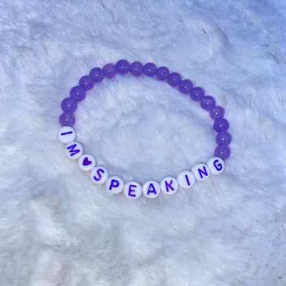 I'm Speaking Gemstone phrase Bracelets