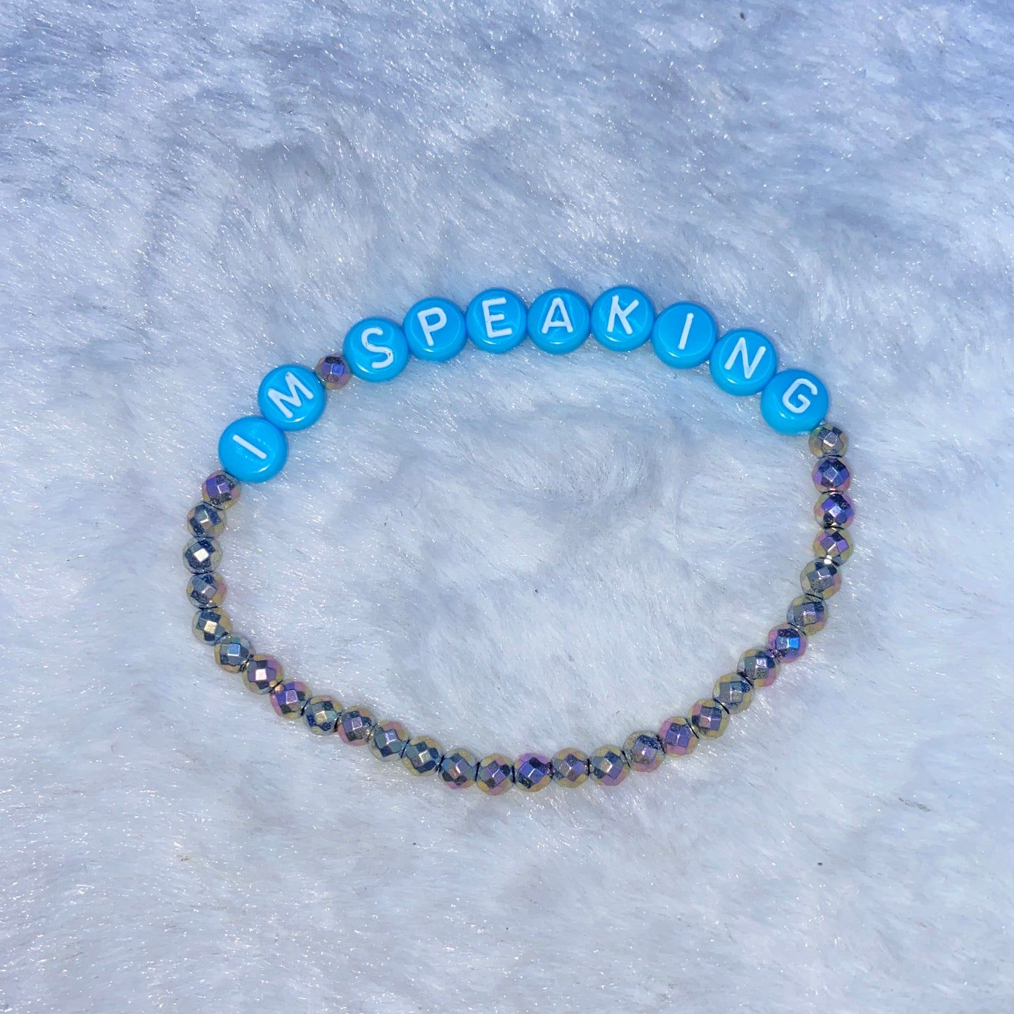 I'm Speaking Gemstone phrase Bracelets