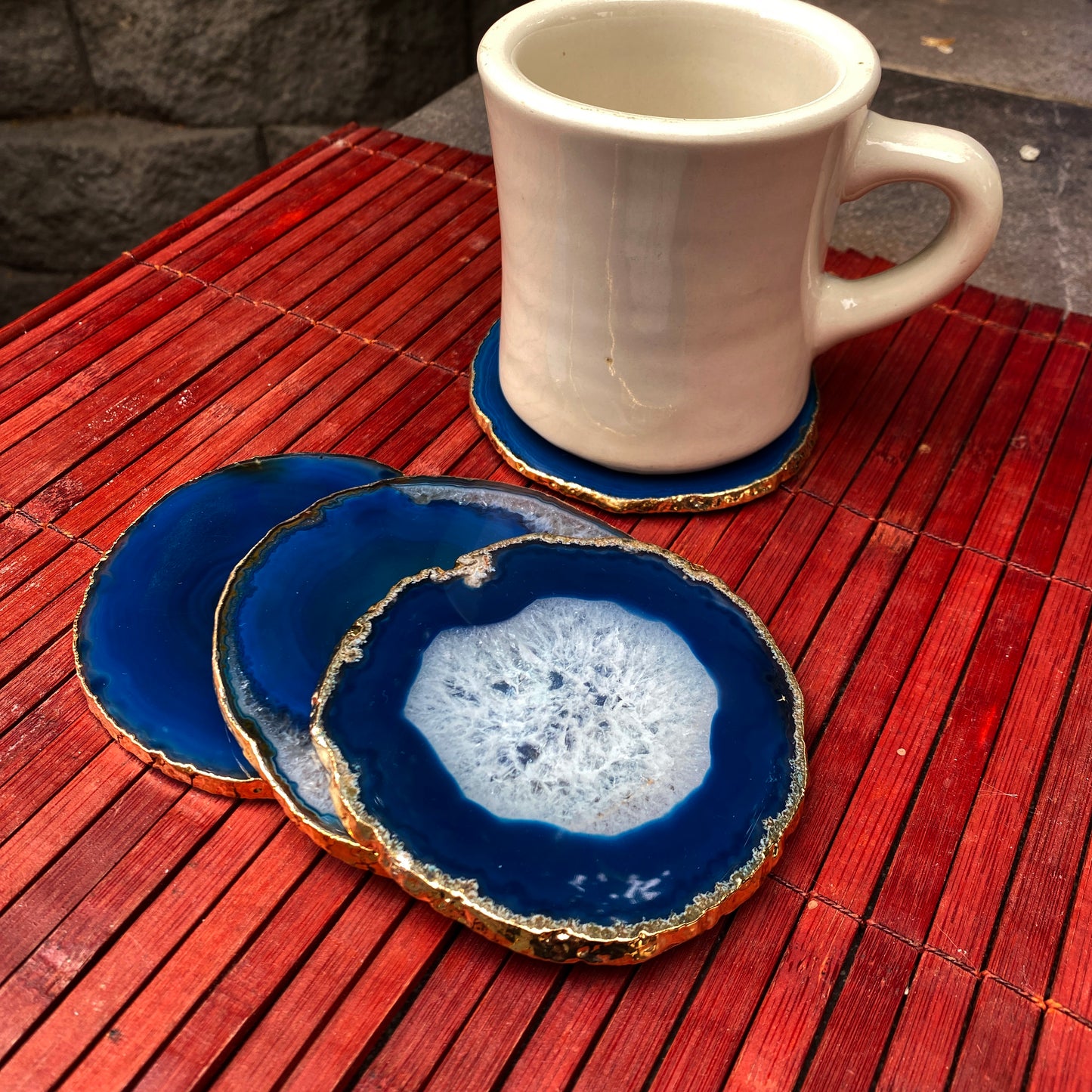 Blue Agate Coaster Set