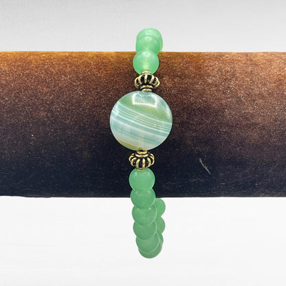 Green Agate and Brass Bracelet