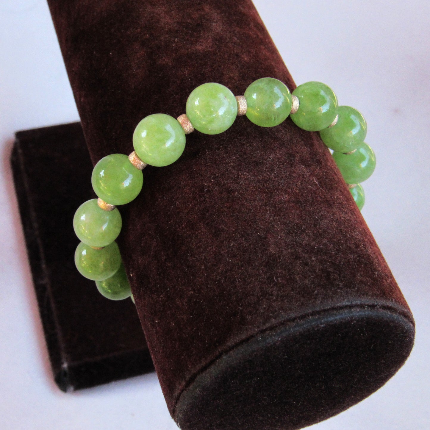 Genuine Peridot gemstone stretch Bracelet with 14kt golf fill