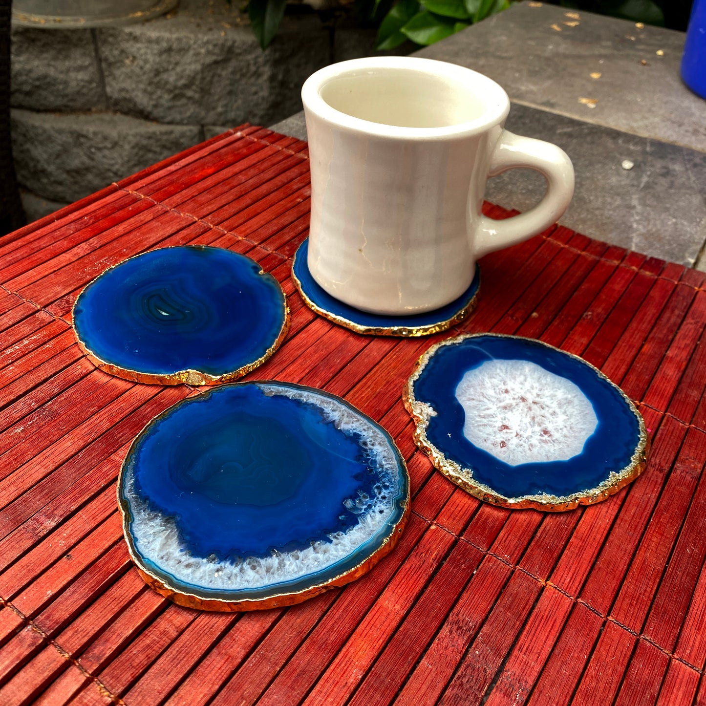 Blue Agate Coaster Set