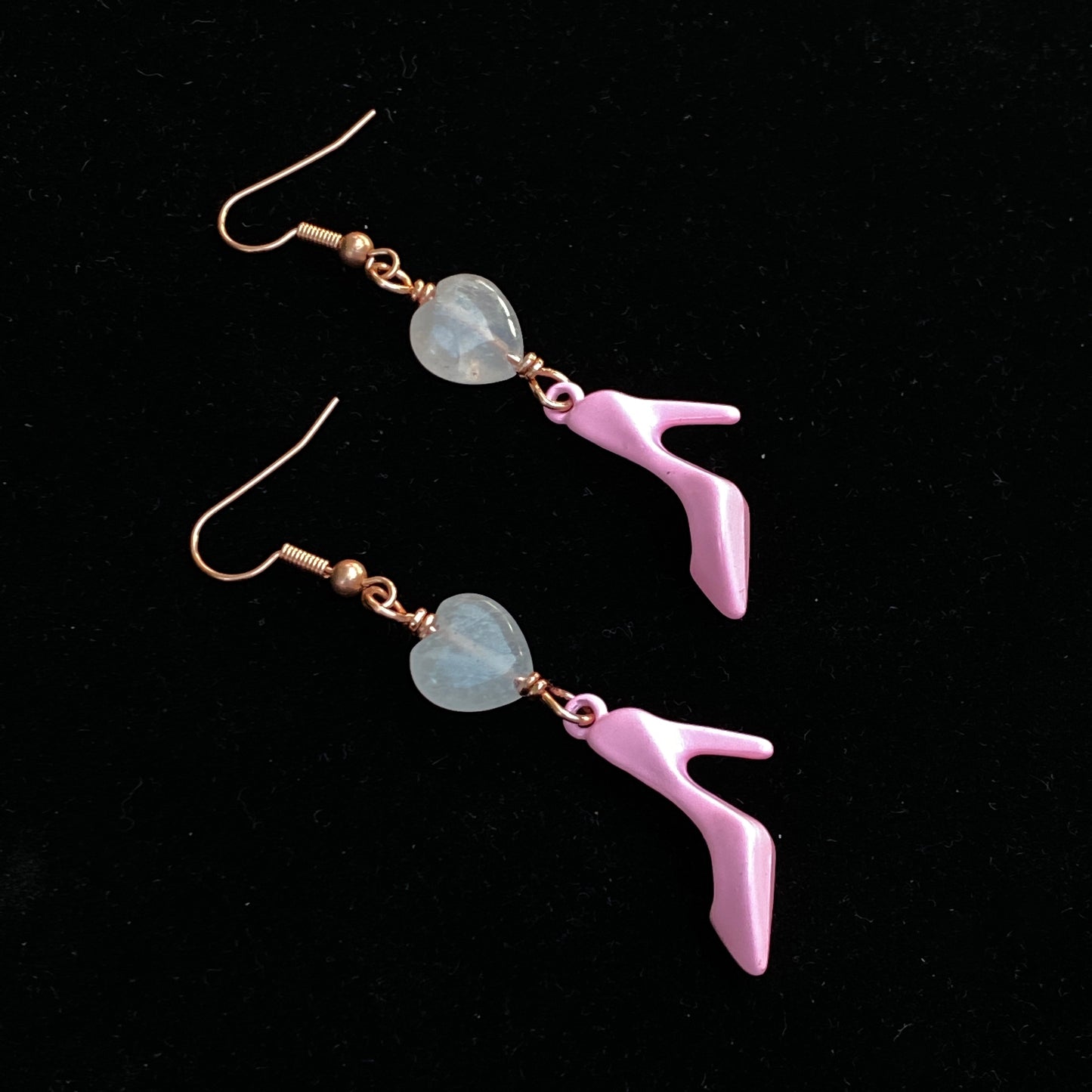 Pink Shoe and Rose Quartz Earrings