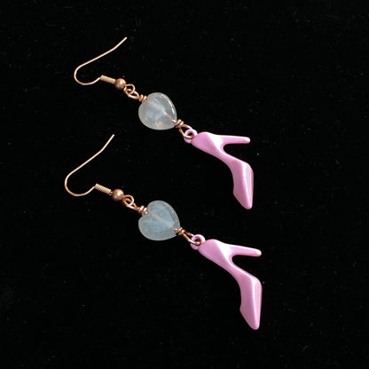 Pink Shoe and Rose Quartz Earrings