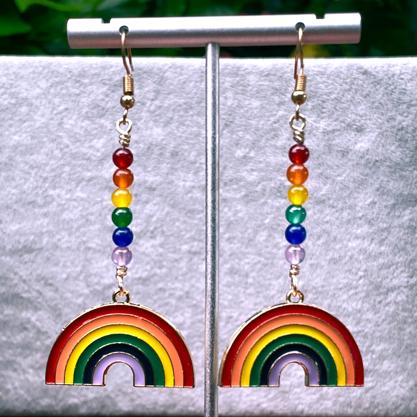 Rainbow and Jade Earrings