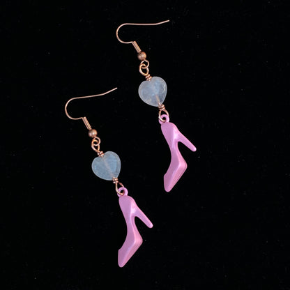 Pink Shoe and Rose Quartz Earrings