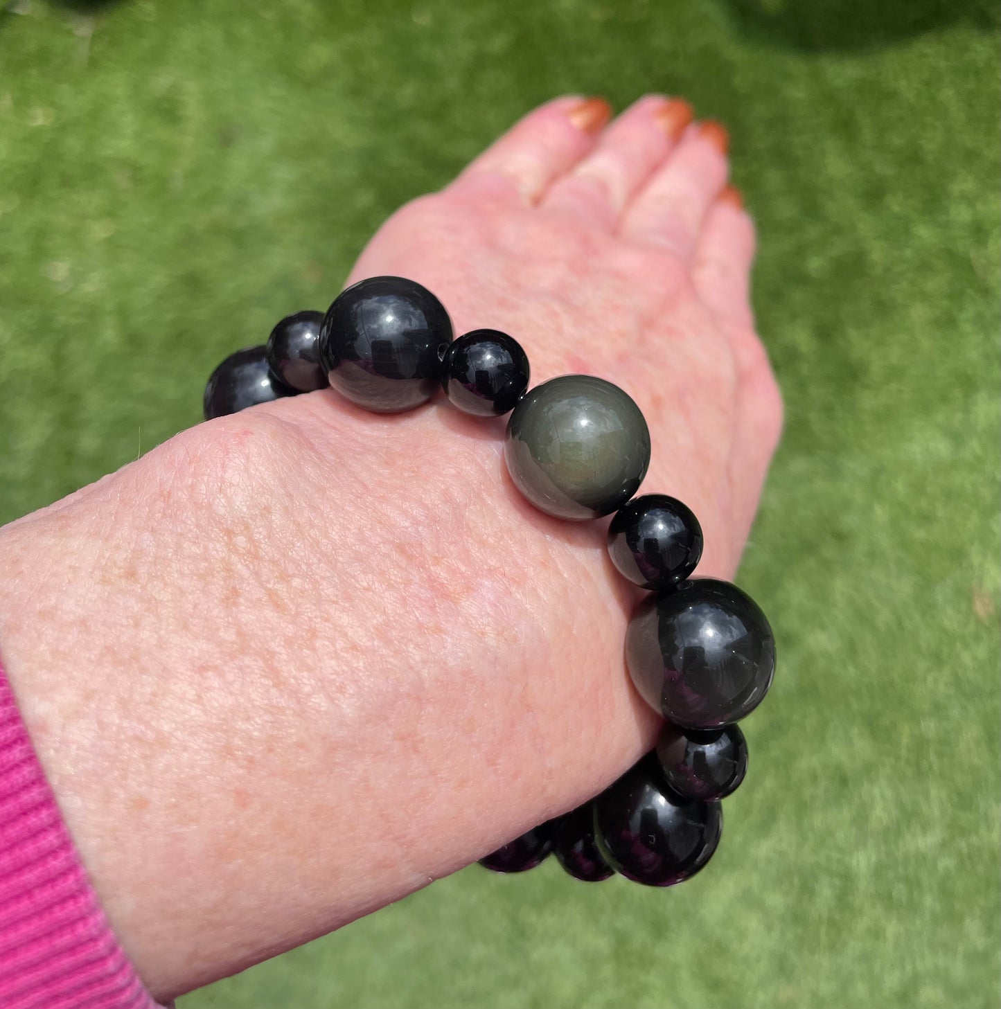 Chunky Rainbow Obsidian gemstone beaded Bracelet