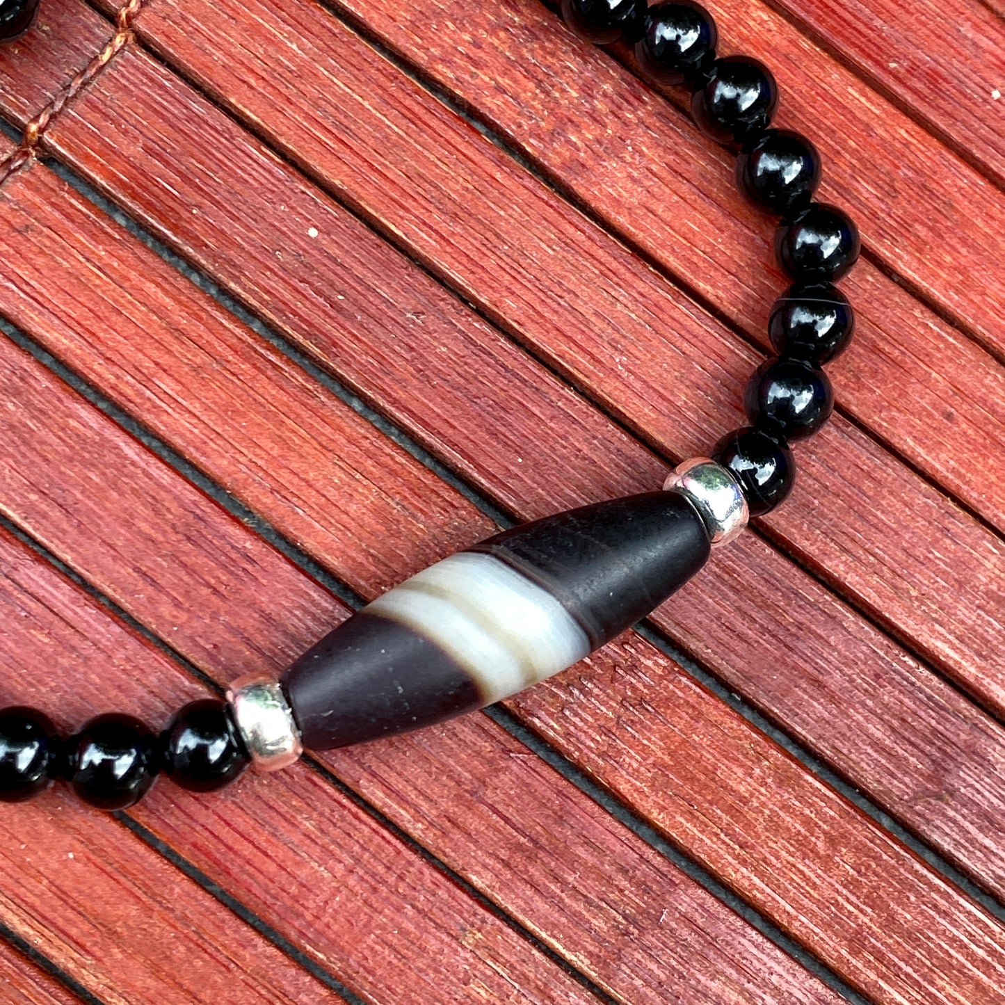 Black Banded Agate gemstone Beaded Bracelet