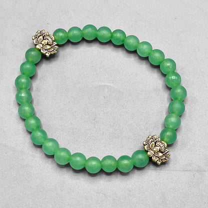 Green Agate and Lotus Bracelet