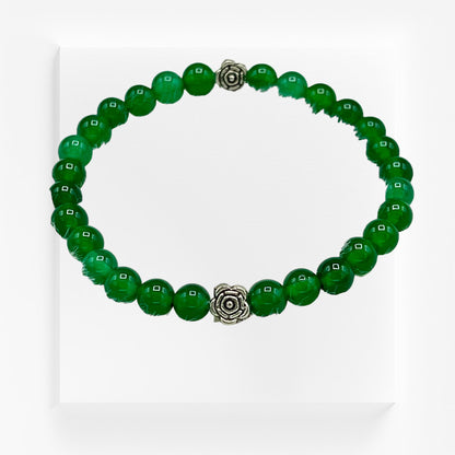 Green Agate and Rose Bracelet