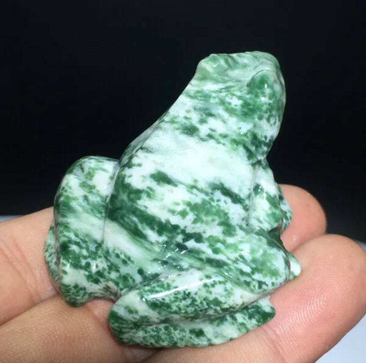 Moss Agate Frog Figurine