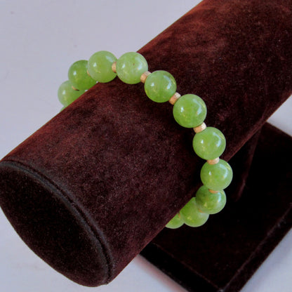 Genuine Peridot gemstone stretch Bracelet with 14kt golf fill