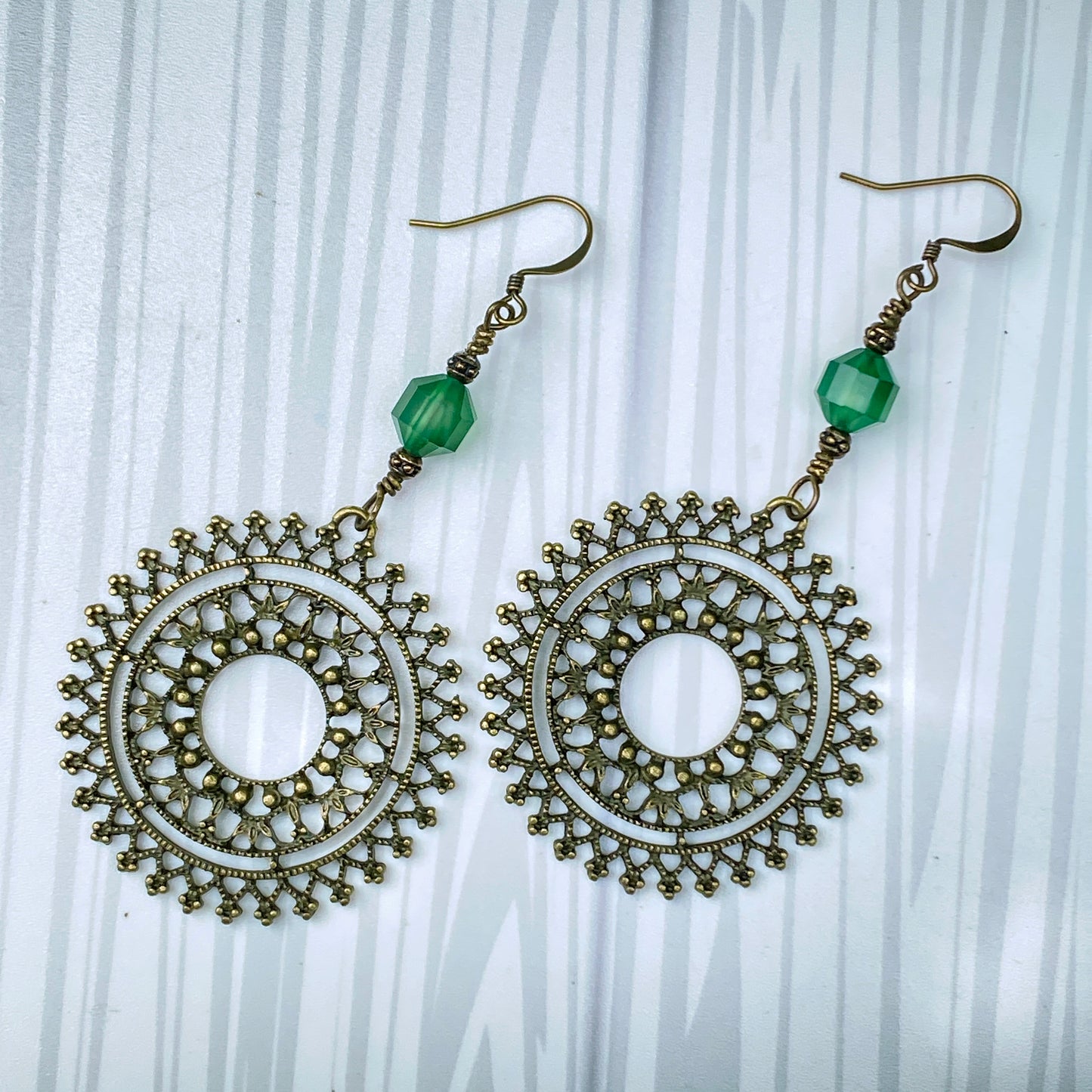 Green Agate gemstone boho Earrings