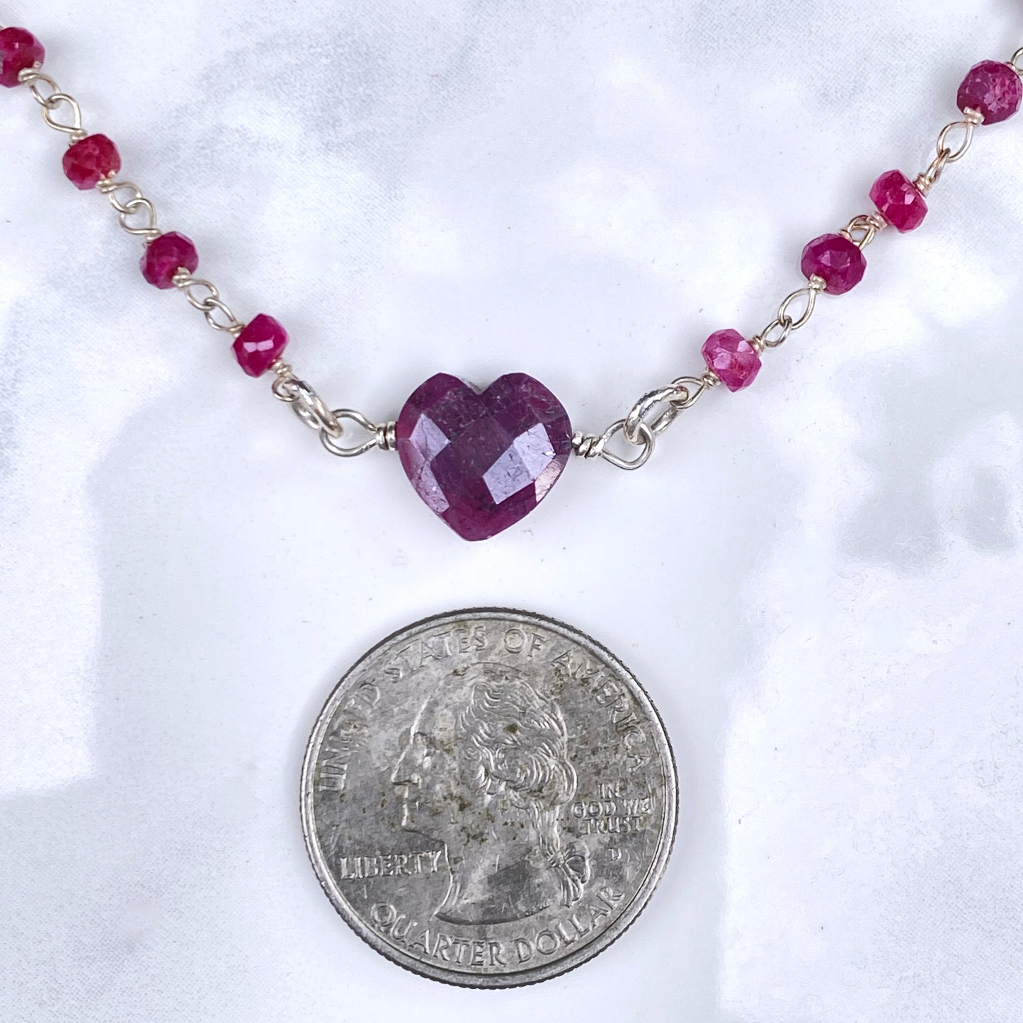 Ruby and Sterling Silver Heart Bracelet