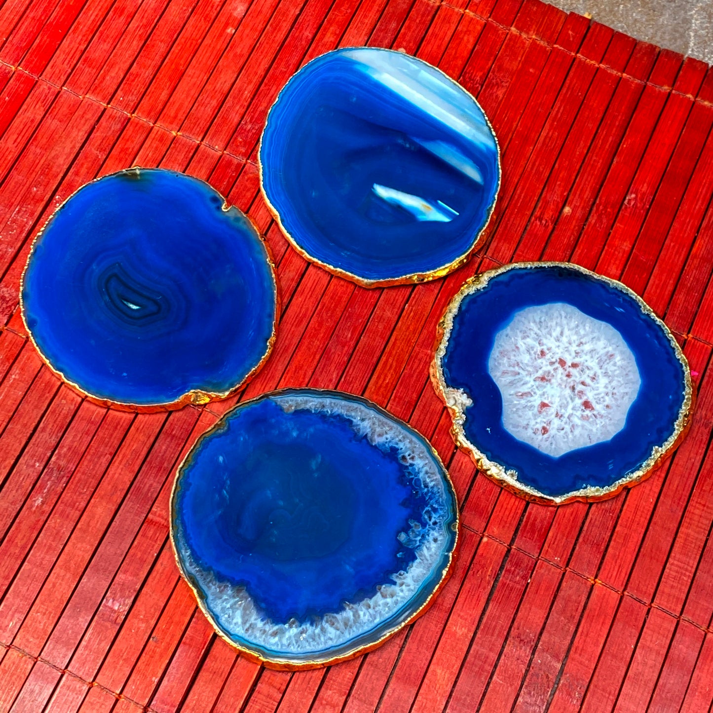 Blue Agate Coaster Set