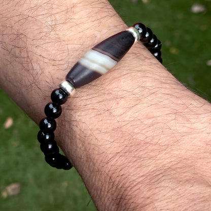 Black Banded Agate gemstone Beaded Bracelet