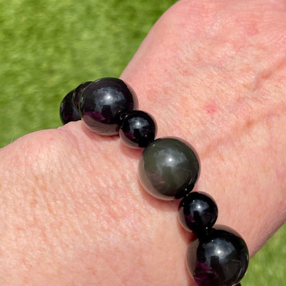 Chunky Rainbow Obsidian gemstone beaded Bracelet