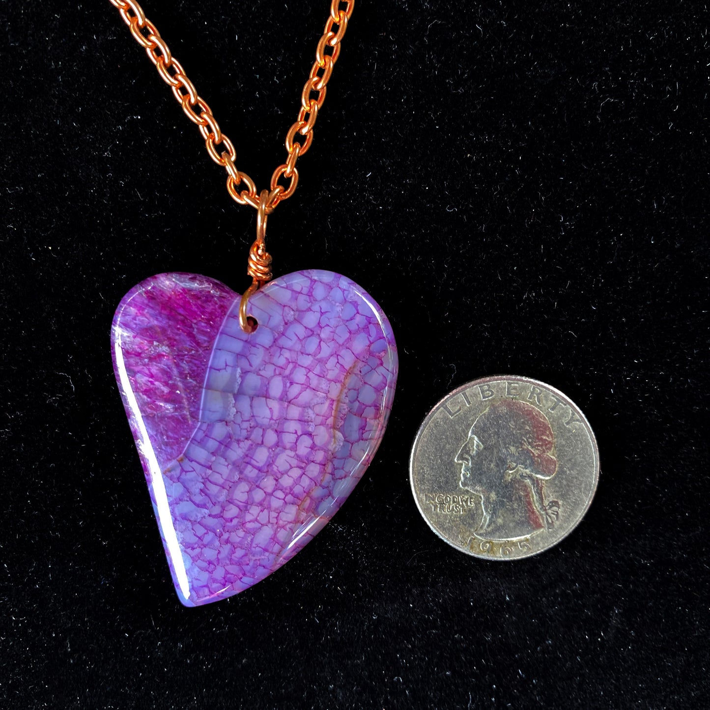 Pink Druzy Agate Heart Necklace