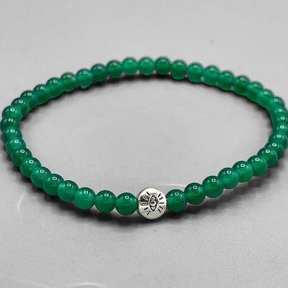 Green Agate and Evil Eye Bracelet