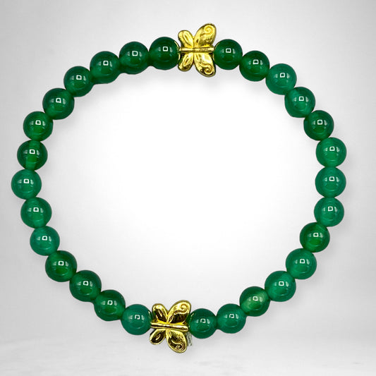 Green Agate and Butterfly Bracelet