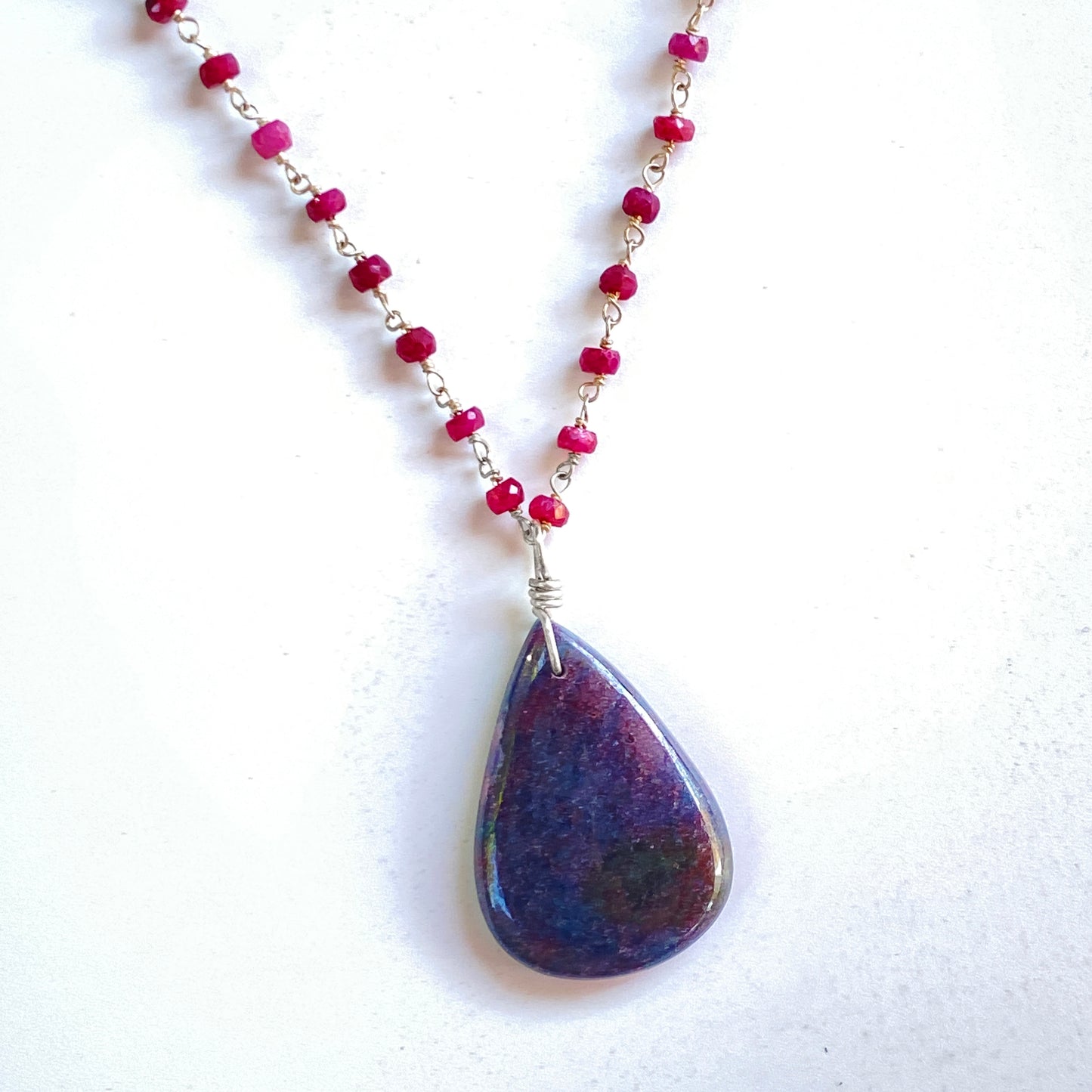 Ruby in Kyanite Pendant silver chain Necklace