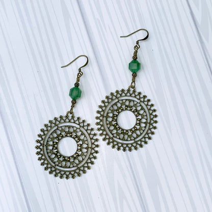 Green Agate gemstone boho Earrings