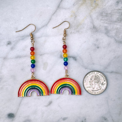 Rainbow and Jade Earrings