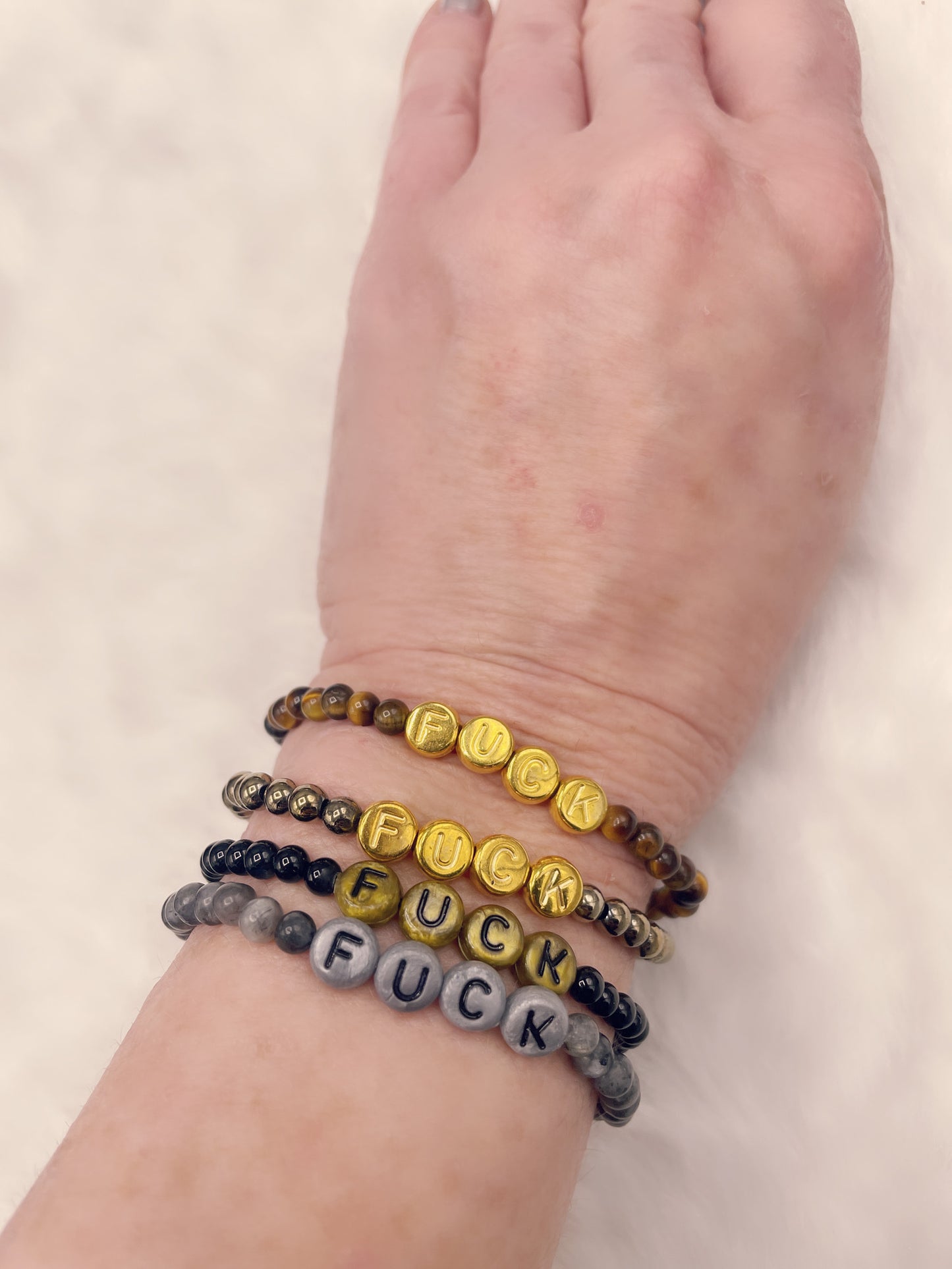 Hematite “Fuck” Bracelet