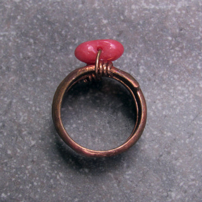 Rhodochrosite Copper ring