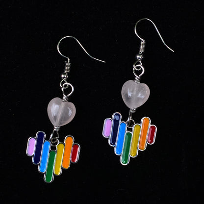 Rose Quartz and Rainbow Drop earrings