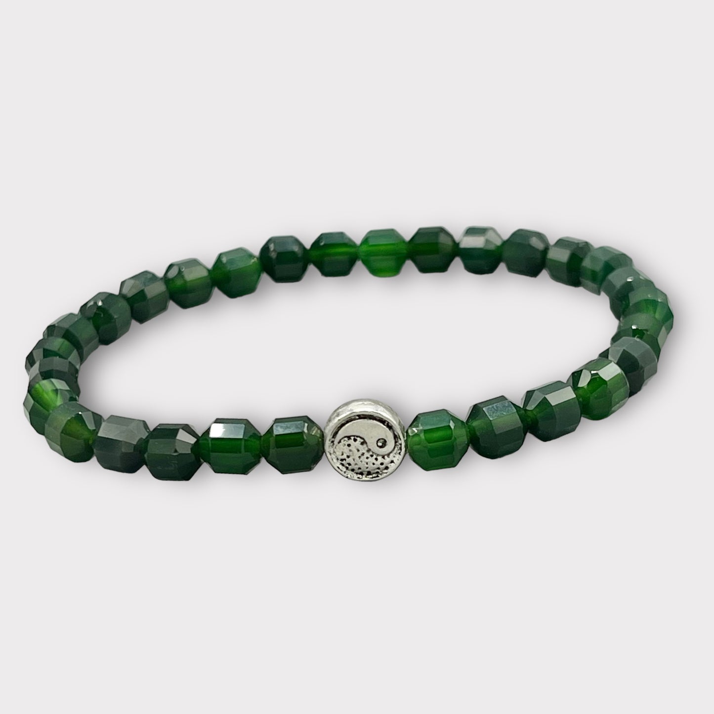 Green Agate and Yin Yang Bracelet