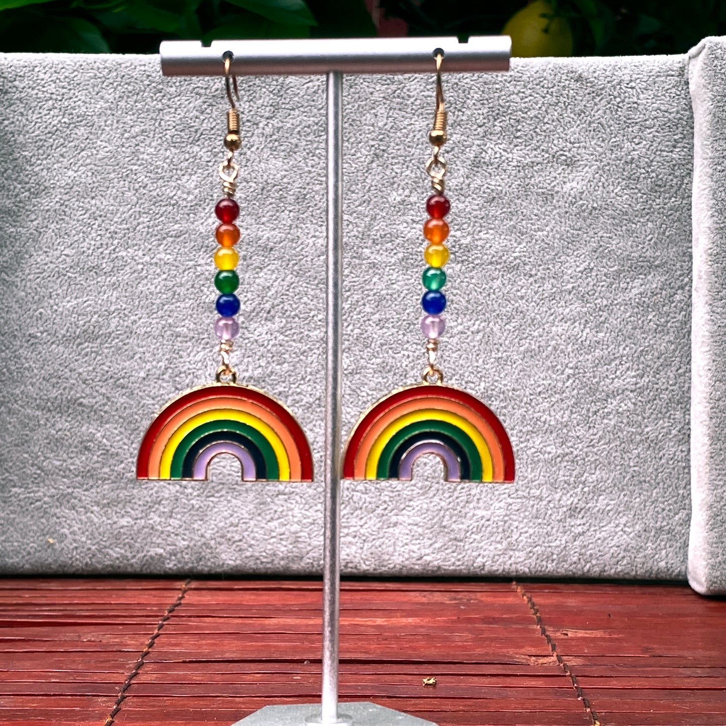 Rainbow and Jade Earrings