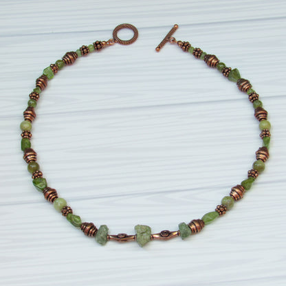 Peridot and Copper Necklace