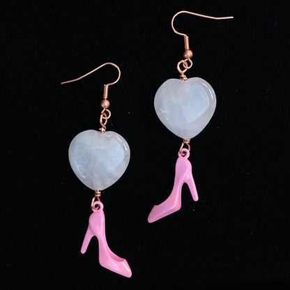 Pink Shoe and Rose Quartz Earrings-large