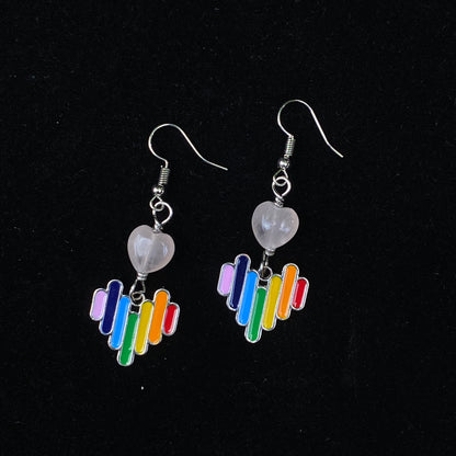 Rose Quartz and Rainbow Drop earrings