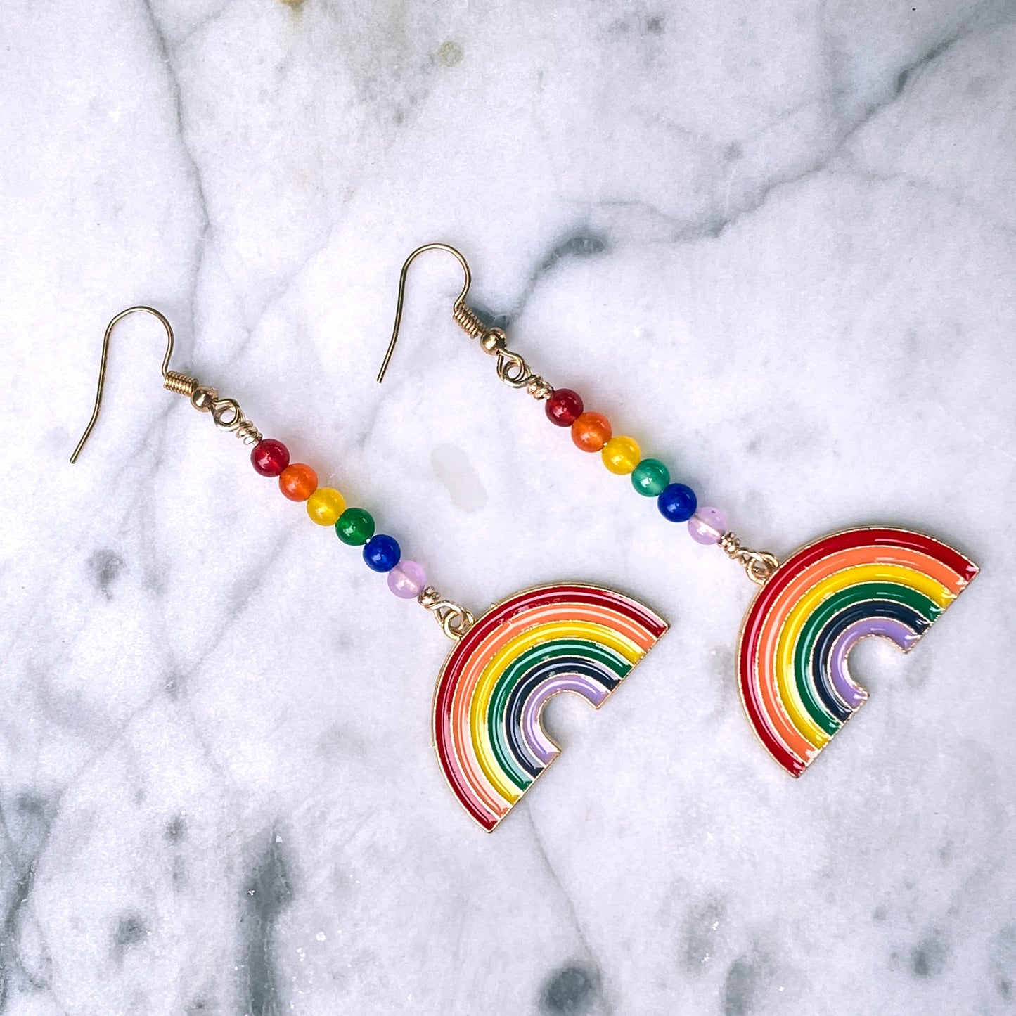 Rainbow and Jade Earrings