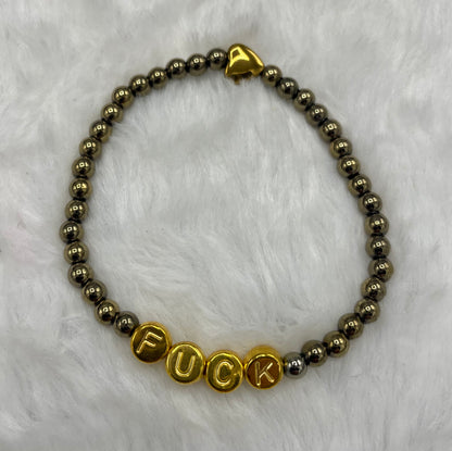 Hematite “Fuck” Bracelet