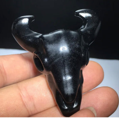 Black Obsidian Bull Head