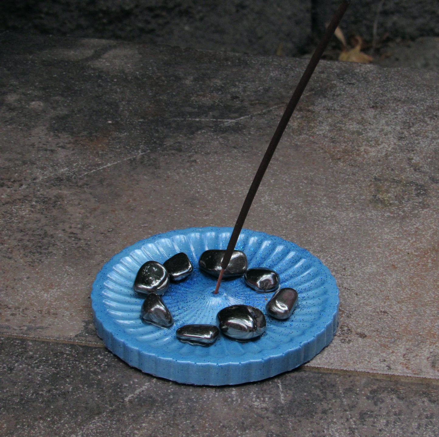 Hematite Hand poured resin Incense Holder