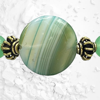 Green Agate and Brass Bracelet