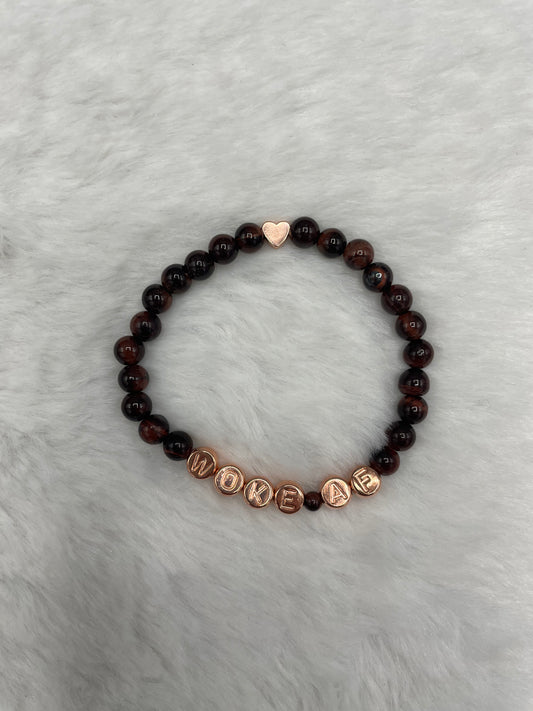 Woke AF and Red Tiger’s Eye Bracelet