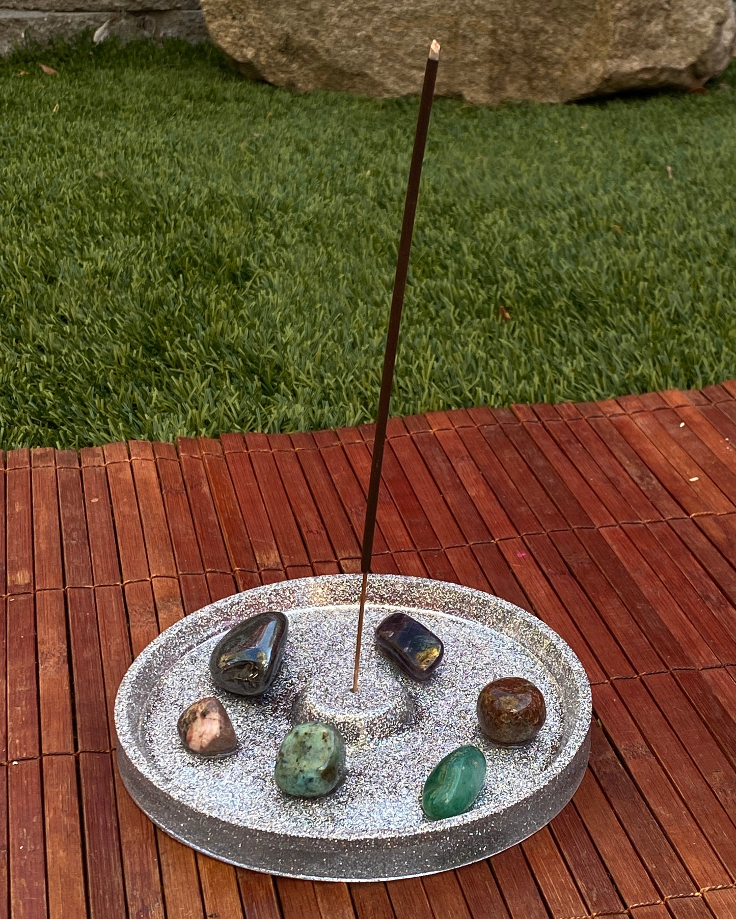 Gemstone Hand poured resin Incense Holder