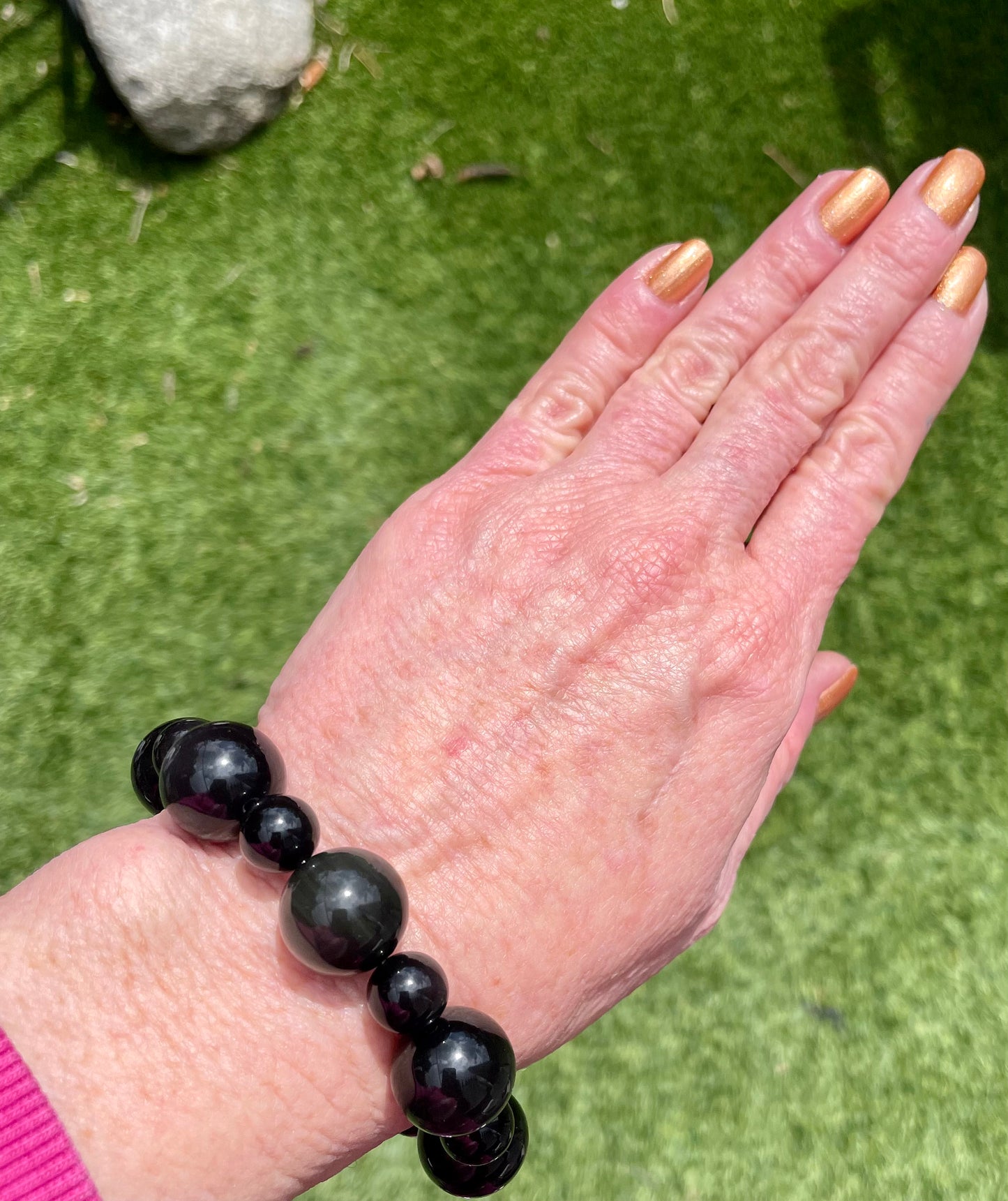 Chunky Rainbow Obsidian gemstone beaded Bracelet