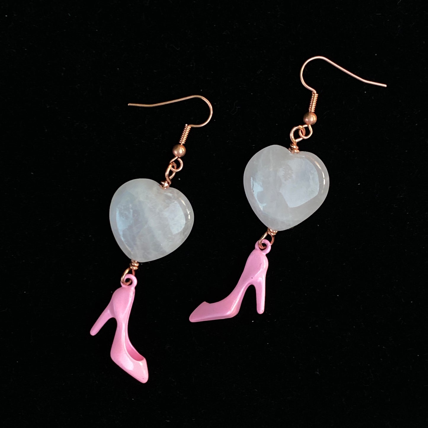 Pink Shoe and Rose Quartz Earrings-large