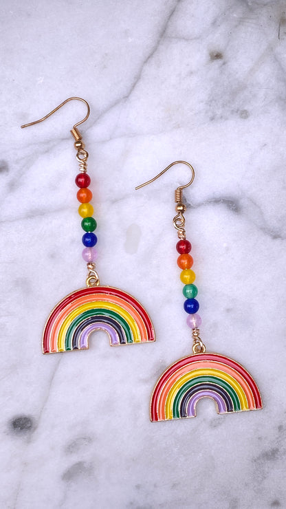 Rainbow and Jade Earrings