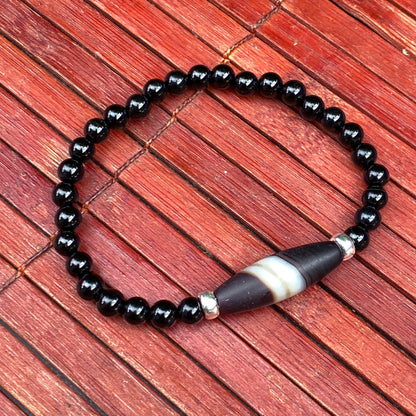 Black Banded Agate gemstone Beaded Bracelet